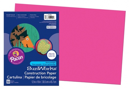 SunWorks® Construction Paper, 12" x 18", Hot Pink