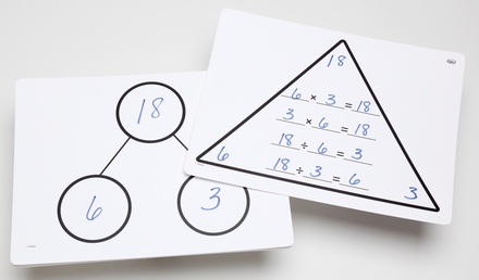Write-On/Wipe-Off Fact Family Triangle Mats, Multiplication