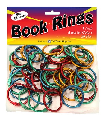 Metal Book Rings, Assorted colors, Pack of 50