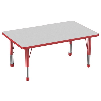 30" x 48" Rectangle T-Mold Adjustable Activity Table with Chunky Leg-Gray Top