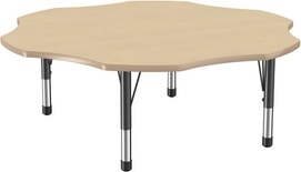 60" Flower T-Mold Adjustable Activity Table with Chunky Leg-Maple Top