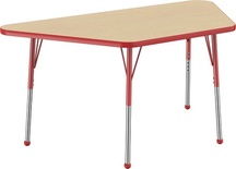 30" x 60" Trapezoid T-Mold Adjustable Activity Table with Standard Ball- Maple Top/Standard Leg
