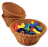 Round Plastic Woven Baskets, Set of 3