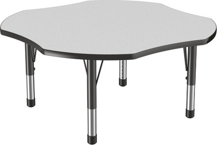 48" x 48" Clover T-Mold Adjustable Activity Table with Chunky Leg-Grey Top