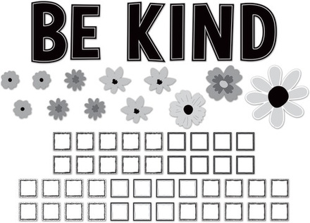 Black and White Floral Be Kind Bulletin Board Set