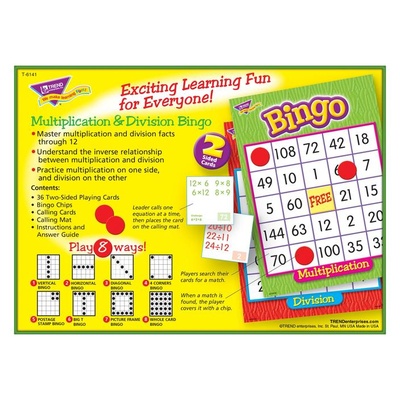 Two-Sided Bingo Game, Multiplication & Division