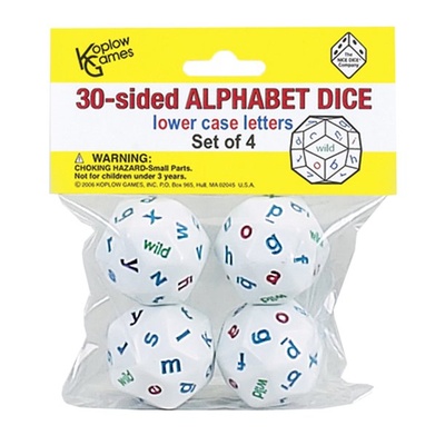 30-Sided Alphabet Dice, Pack of 4