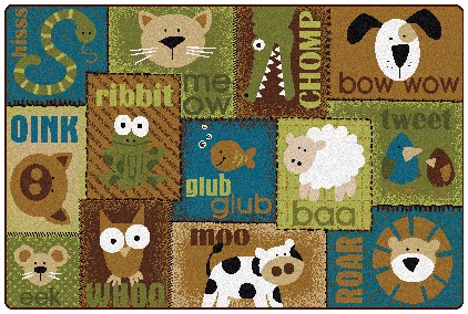 Animal Sounds Toddler Rug, 4' x 6' Rectangle, Nature's Colors