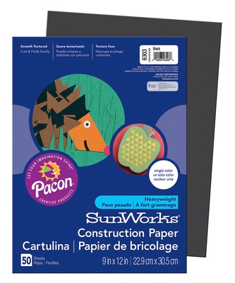 SunWorks® Construction Paper, 9" x 12", Black