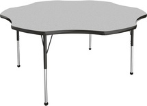 60" Flower T-Mold Adjustable Activity Table with Standard Ball, Gray Top
