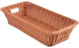 Low Rectangular Woven Basket with Handle