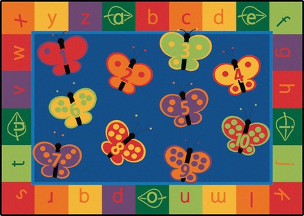 KIDSoft™ 123 ABC Butterfly Fun Rug, 4' x 6' Rectangle
