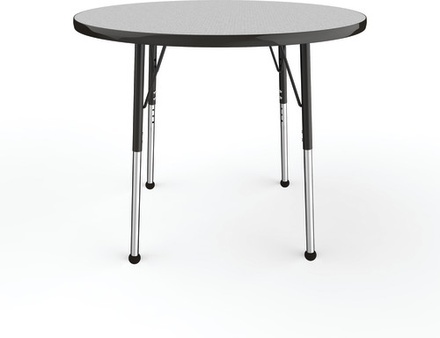 36" Round T-Mold Adjustable Activity Table-Gray Top/Standard Leg