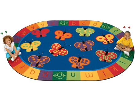 123 ABC Butterfly Fun Oval Rug