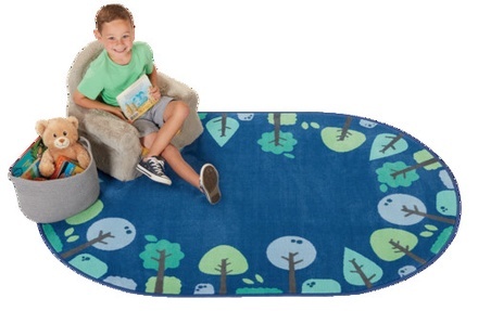 KIDSoft™ Tranquil Trees Carpet Oval, Blue