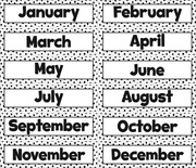 Black Painted Dots on White Monthly Calendar Headliners