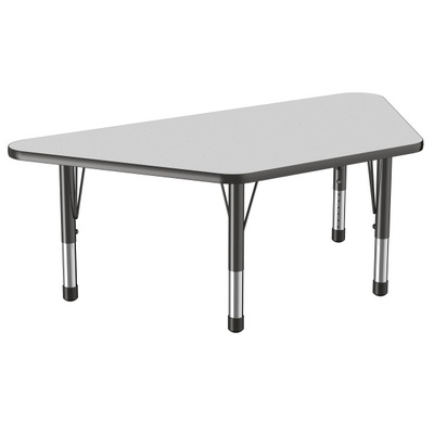 30" x 60" Trapezoid T-Mold Adjustable Activity Table with Chunky Leg - Gray Top