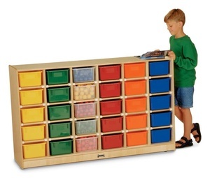 30 Tray Mobile Cubbie, With colored trays