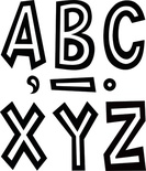 Black and White 7" Fun Font Letters