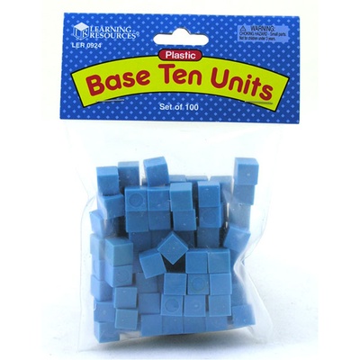 Plastic Base Ten Components, 100 Blue Units