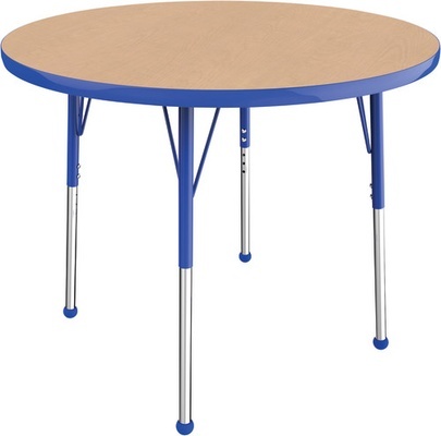 36" Round T-Mold Adjustable Activity Table-Maple Top/Standard Leg